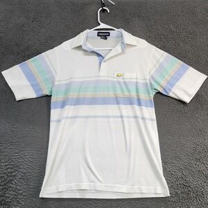 Vintage Jack Nicklaus Polo Shirt Mens Large White Stripe Bear Logo Golf 90s